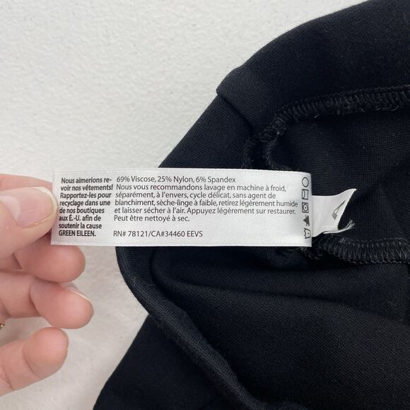 Eileen Fisher PL Petite Stretch Crepe Ankle Pants Trousers Black Elastic Pull On - Picture 10 of 13